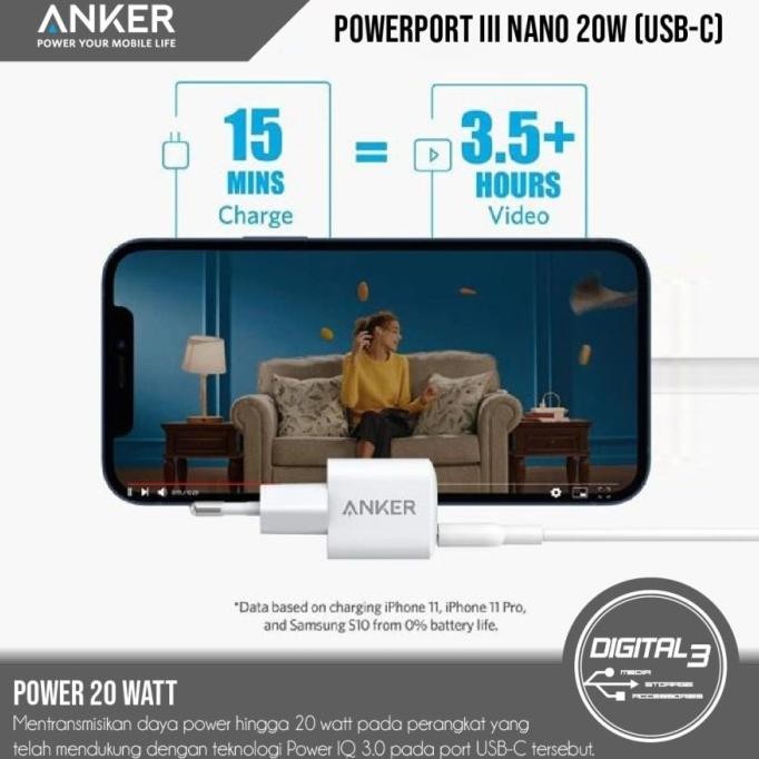 Anker Powerport Iii Nano Pd Power Delivery 20Watt 20W Power Iq 3.0