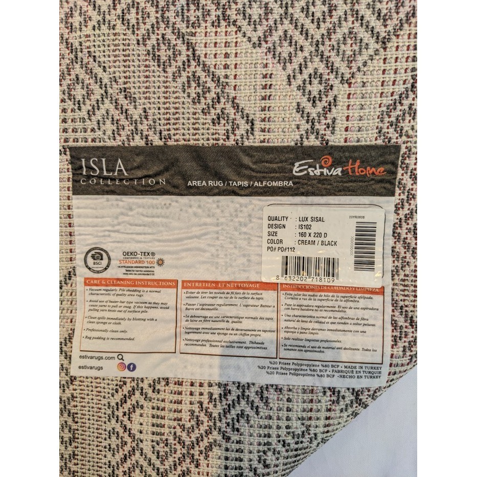 Karpet Lux Sisal 160X230 Anyaman Is102 Impor Turki