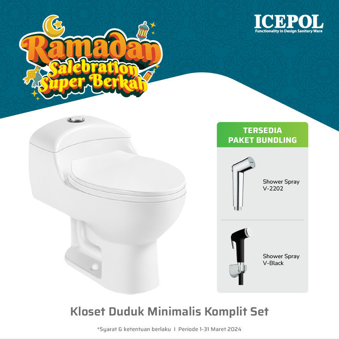 Icepol Kloset Duduk One Piece Murah Elegant Komplit Set Ic8025 Termurah Terlaris Promo