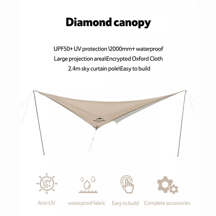 Tenda Canopy Naturehike Cnh22Zp009 Rhombic Tarp With Pole