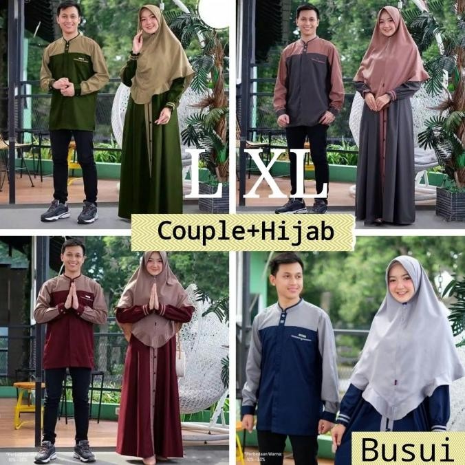 Sarimbit Gamis Couple L Xl Jumbo Busui Kondangan Free Hijab Warna Hijau Army Stok Terbatas