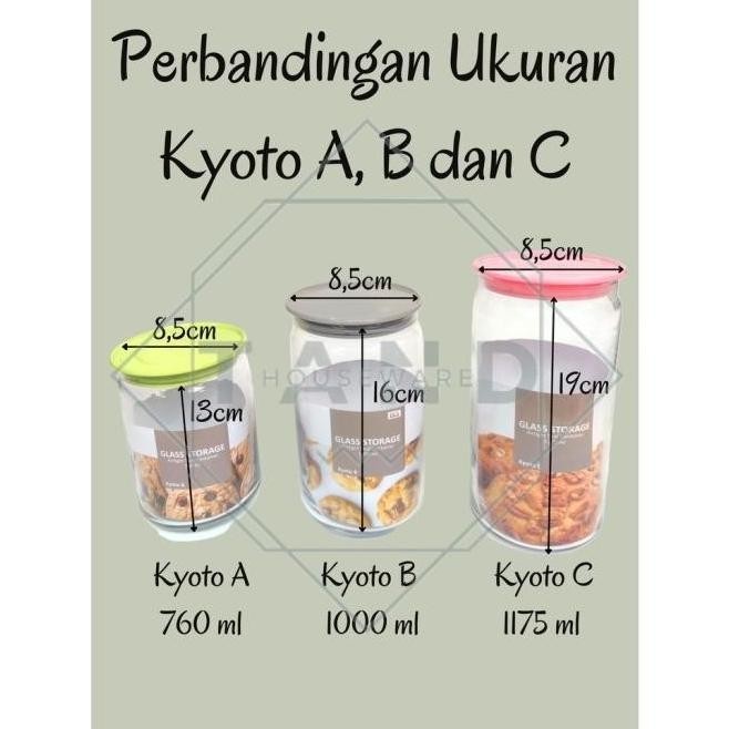 100% New Toples Kue Lebaran Kaca Kedap Udara Kyoto B Set Ukuran 1000 Ashbellemart_