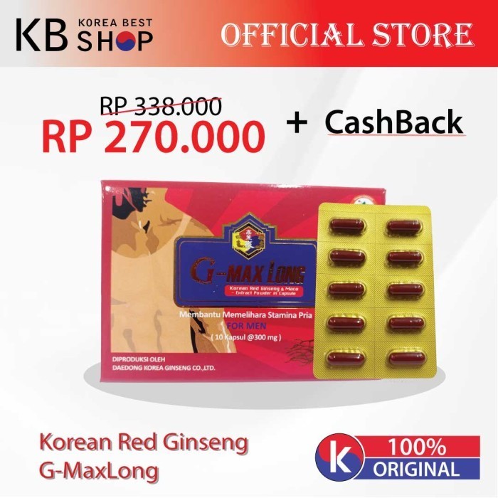 PROMO KOREAN RED GINSENG STAMINA PRIA (G-MAXLONG 10 CAPS)
