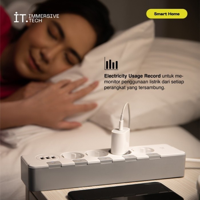 It Ps01 Smart Power Socket Extension 3 Usb 4 Plug Wifi Strip Colokan