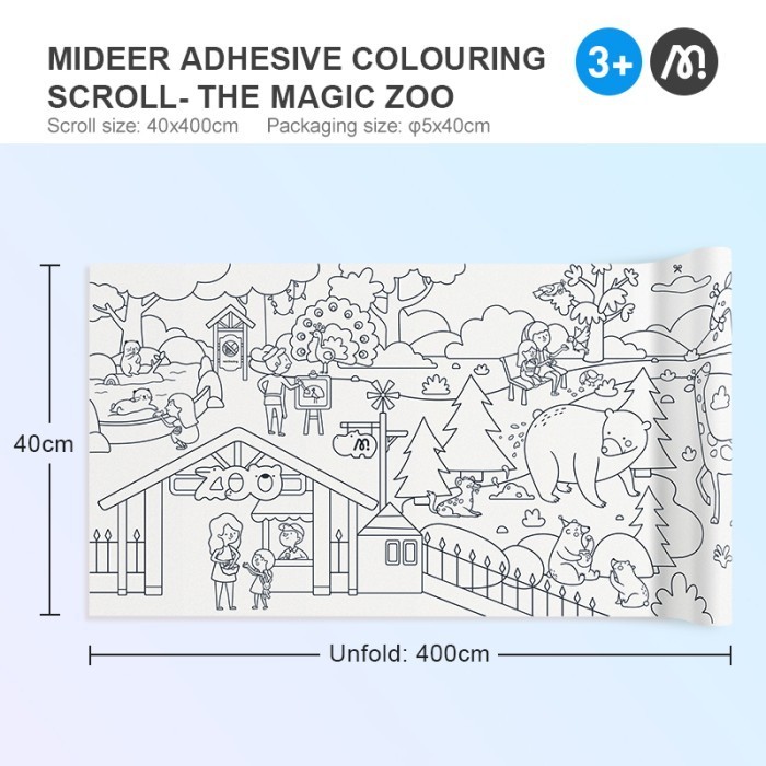 

Mideer Adhesive Colouring Scroll Giant Roll The Magic Zoo Animal