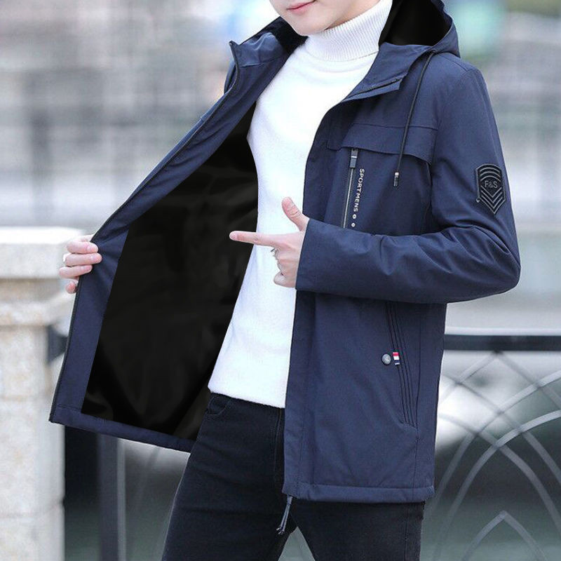 Coat Men's Jacket Autumn and Winter Casual Youth Men's Duster Mid-Length