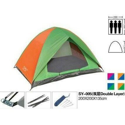 Tenda camping, tenda Pramuka, tenda dome bnix 005, kap 3p double layer