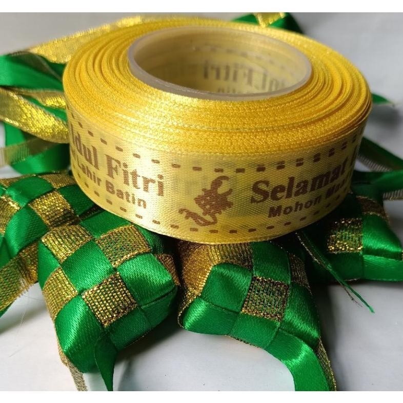 

CR - ( 1 Roll ) PITA SATIN IDUL FITRI 1 INCH 2.5 CM PITA KADO HIASAN HAMPERS LEBARAN EID MUBAROK TERLARIS