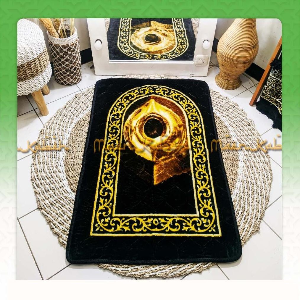 BEST SELLER Sajadah Busa Bulu Tebal Import Warna Khusus Hitam-Sajadah Dewasa Kiswah Empuk Ukuran bes