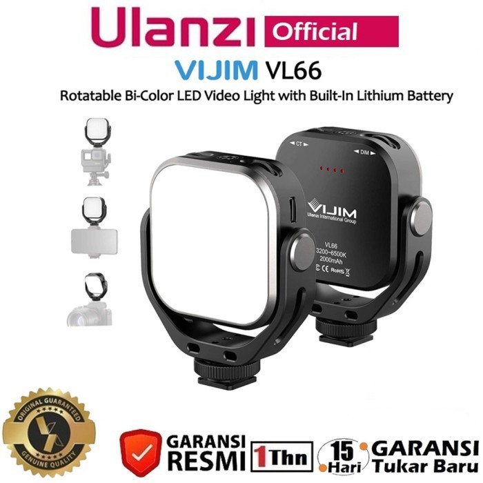 Ulanzi Vijim Vl66 Rotatable Bi Color Adjustable Led Video Light