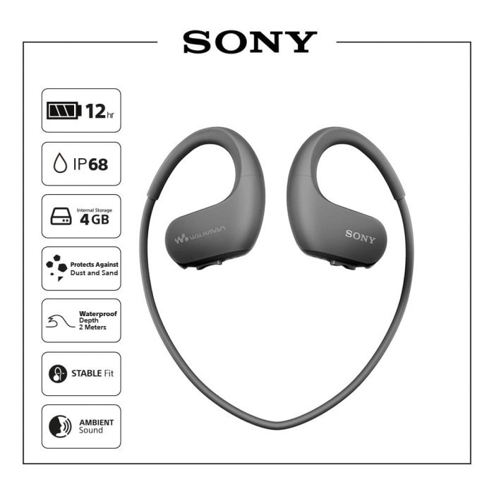 Sony Nw-Ws413 Black Walkman Waterproof For Swimming / Nw Ws413