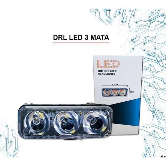 Termantab] Lampu DRL LED Mobil Motor 3 Mata / Lampu LED DRL 3 Mata