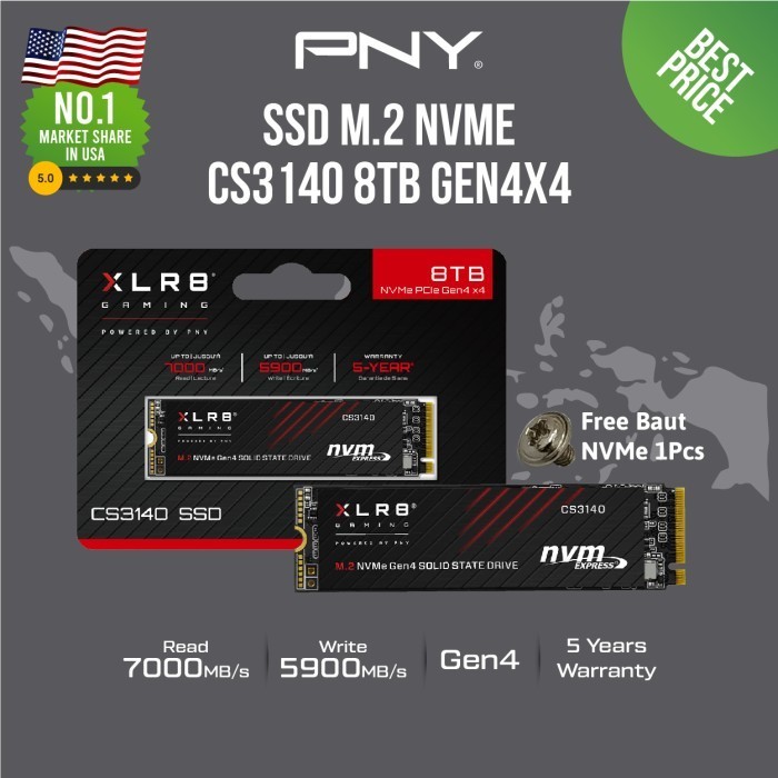 Ssd Pny Cs3140 M2 Nvme 8Tb Gen 4X4 Termurah Terlaris Promo