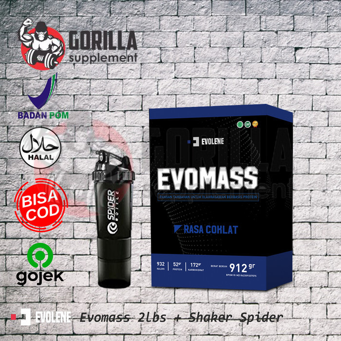 EVOMASS + SHAKER EVO MASS 2LBS 2LB 912 GRAM EVOLENE 1KG 1 KILO