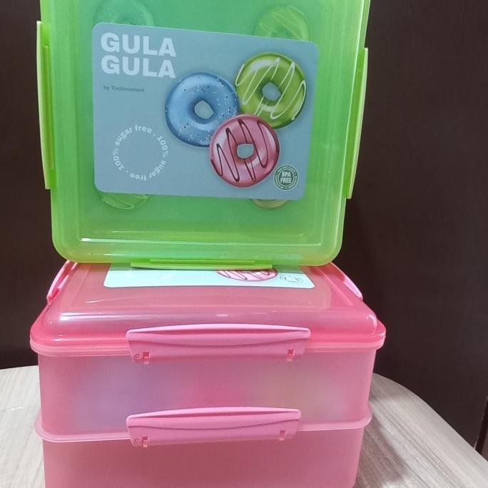 ~~~~~] Tempat Kue Donat Jajanan Pasar Food Container Technoplast 3,3L 2 Susun