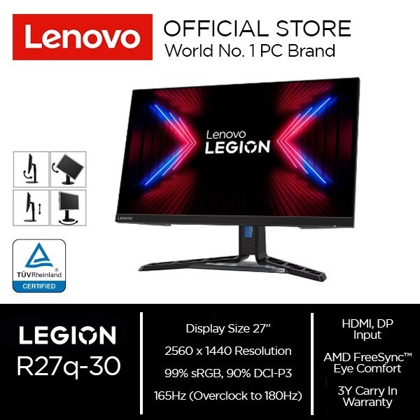 Lenovo Monitor Legion R27Q-30 27" Ips 165Hz Termurah Terlaris Promo