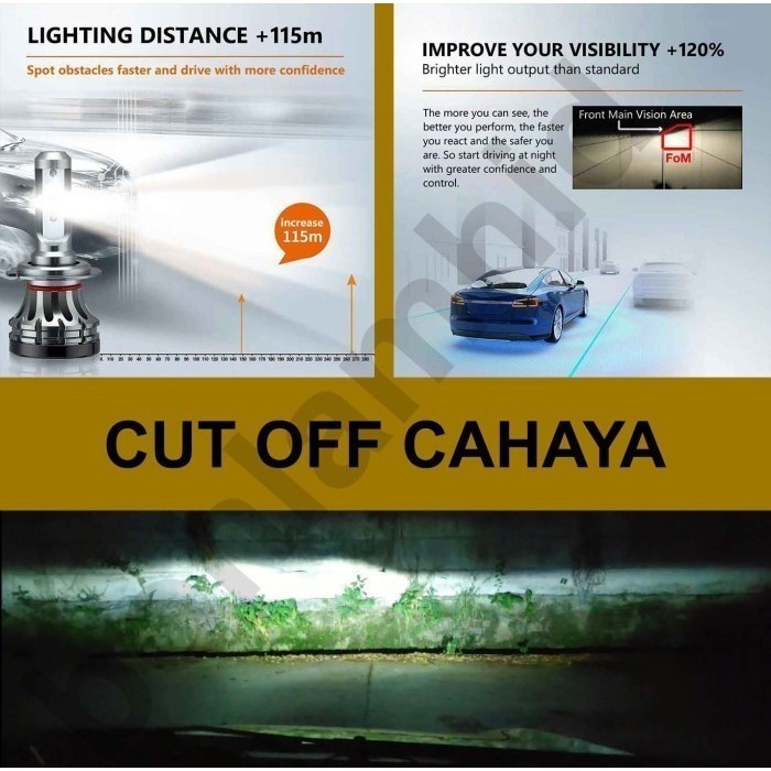 Paket Lampu Led Brv Br-V H11 Osram Xlz + Led C6 Hb3 9005 6000K