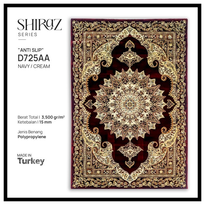 Karpet Shiraz Permadani Klasik Tebal Mewah Turki - 160X230 Cm