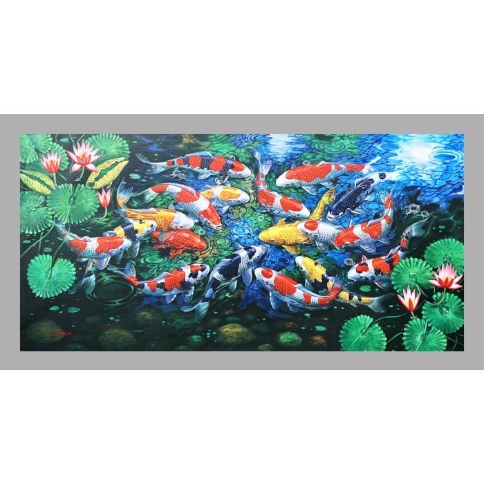BEBAS ONGKIR - Lukisan Ikan Koi Hoki Ukuran Besar