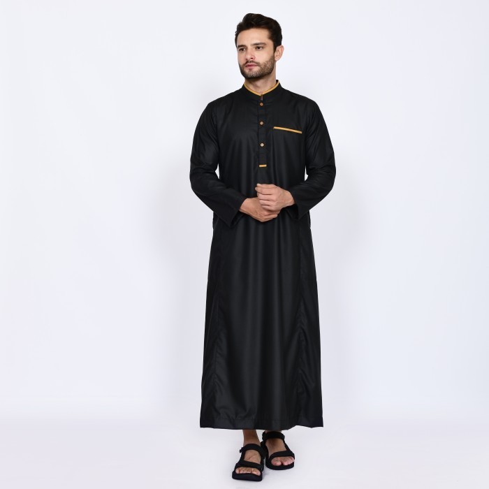 Jubah Pria Al Haramain Baju Muslim Pria Jubah / Gamis Pria Pakistan TOYOBO - Hitam, M Laris