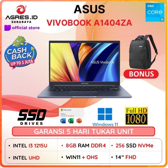 Asus Vivobook A1404Za I3 1215 8Gb 256Ssd W11 + Ohs