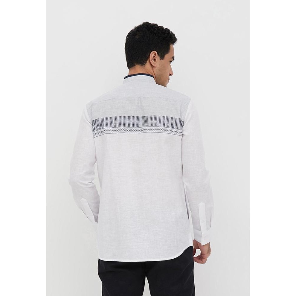 Men'S Top Kemeja Koko Lengan Panjang Otis - White