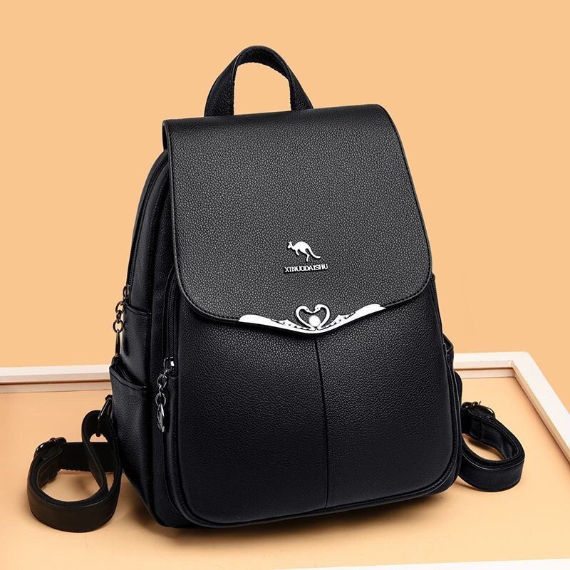 Ransel Kulit Sapi Wanita Setengah Baya, Tas Punggung Kulit Sapi Serbaguna Kelas Atas Baru