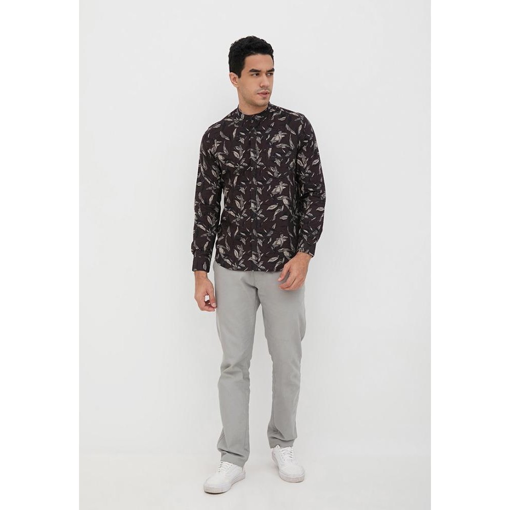 Men'S Top Kemeja Koko Lengan Panjang Modern Fit Tanvir - Olive