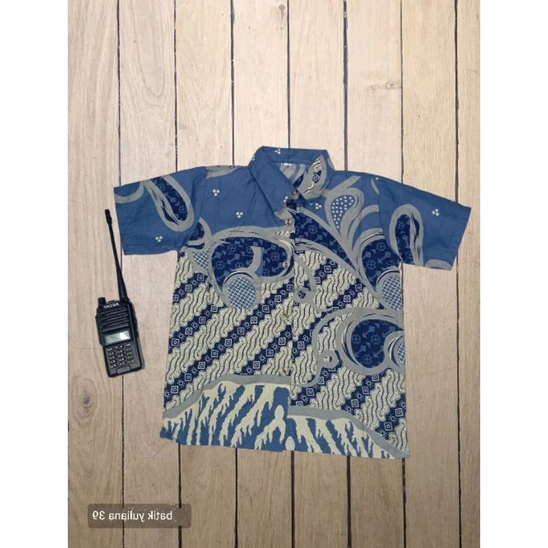 Kemeja Batik Anak Laki-laki Warna Biru Muda