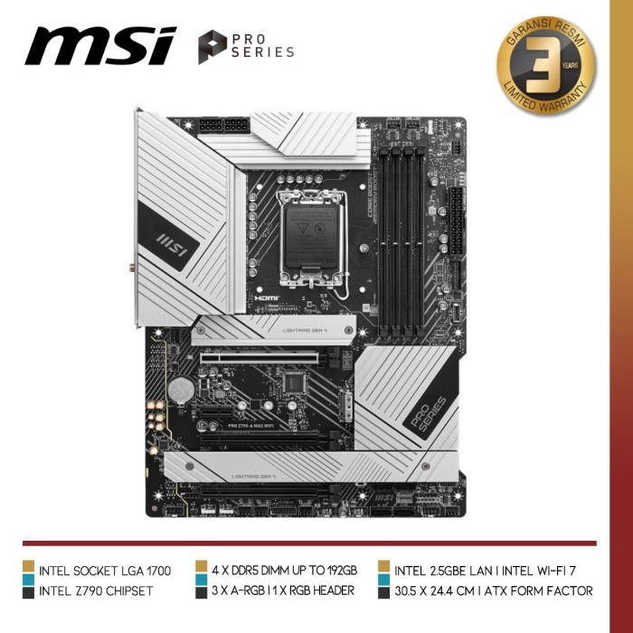Msi Pro Z790-A Max Wifi Motherboard Intel Z790 Lga 1700 Ddr5 Atx