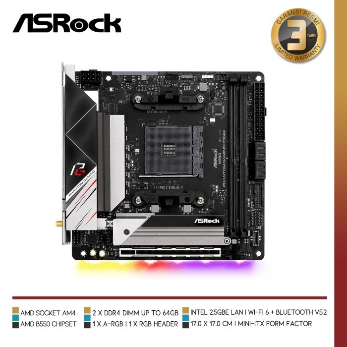 Motherboard Asrock - B550 Phantom Gaming-Itx/Ax Ryzen Am4 Mini Itx