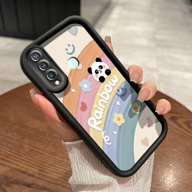 Casing Hp VIVO Y19 VIVO Y5s Case sarung HP lembut Softcase pola Panda pelangi Casing pelindung silik