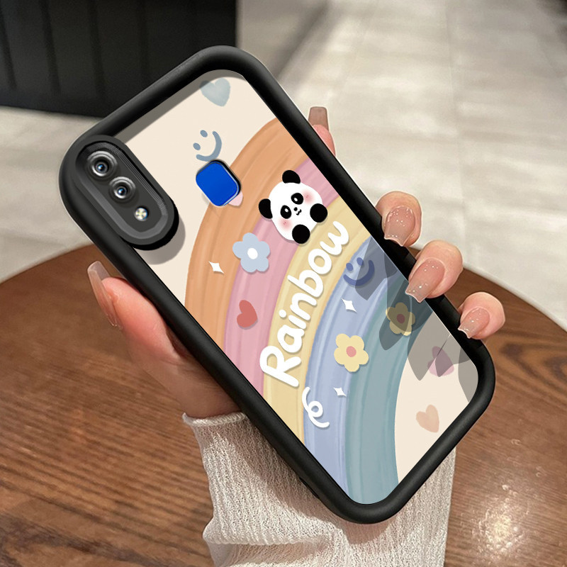 Casing Hp VIVO Y95 Y93 Y93s Y91 Y91i Case sarung HP lembut Softcase pola Panda pelangi Casing pelind