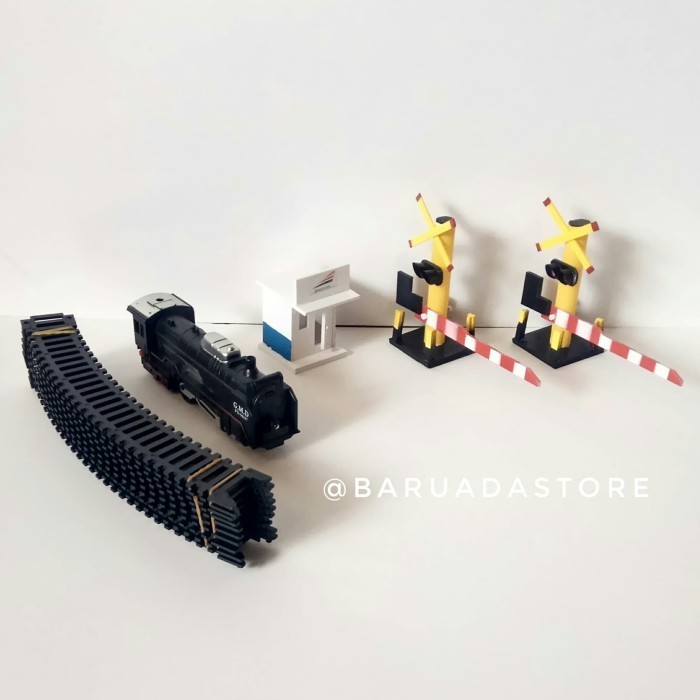 MINIATUR PALANG PINTU KERETA API REL PAKET