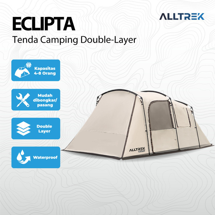 Alltrek Tenda Camping Eclipta Tunnel 4P Double Layer Waterproof Tent