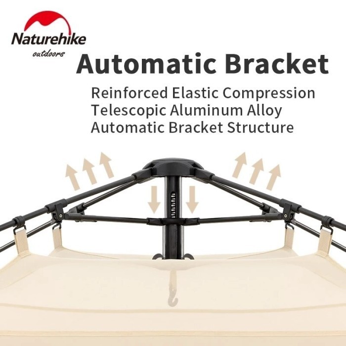 Tenda Otomatis Camping Ango Black 3 Orang Naturehike Nh21Zp010