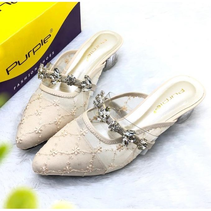 Sandal Pesta Hak 3 Cm Tiara Series Purple