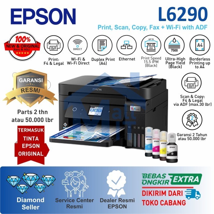 Printer Epson L6290 L 6290 L-6290 Duplex All In One F4 Adf Wifi