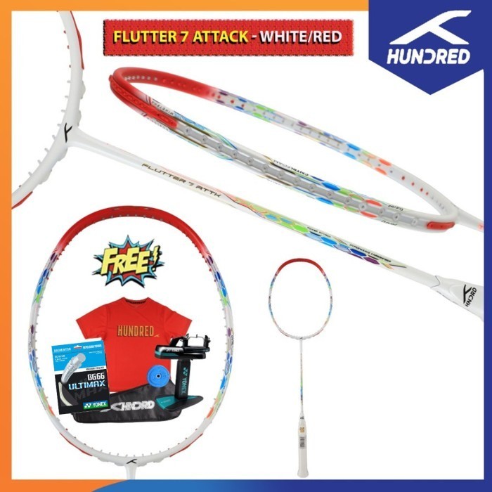 HUNDRED Raket Flutter 7 Attack Raket Badminton Original