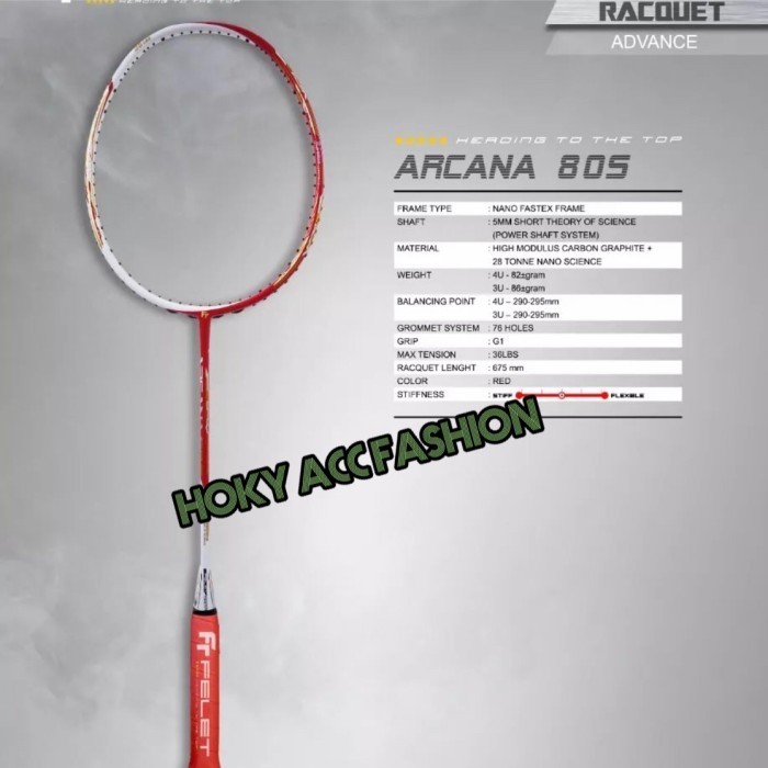 Raket Badminton Felet Arcana 80s - Arcana 80 s Red Original
