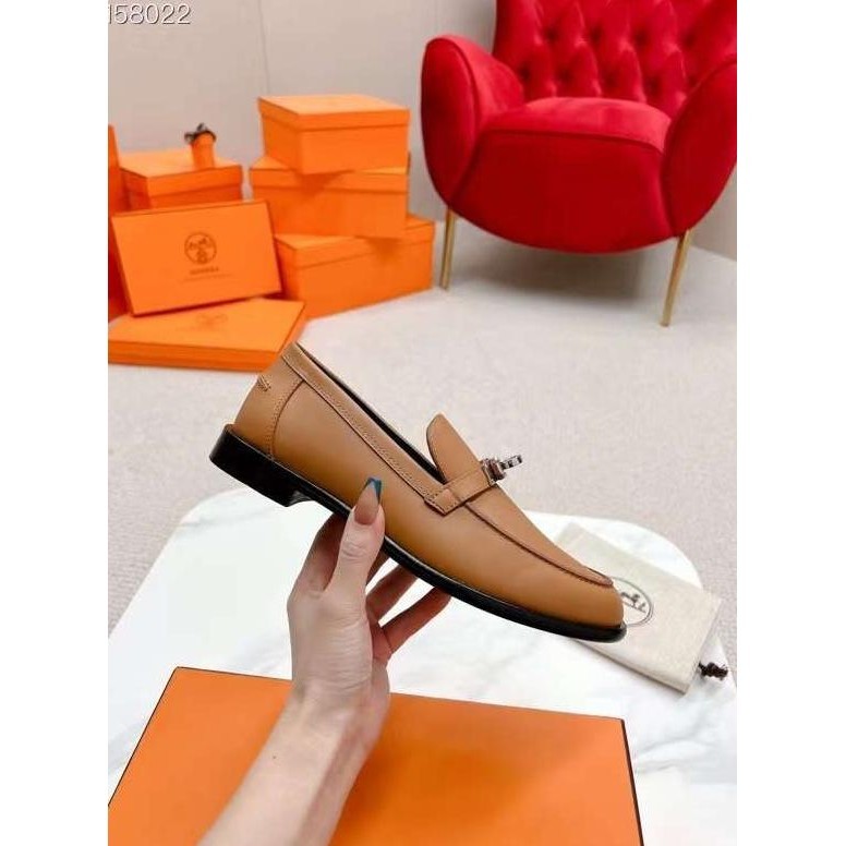 Sepatu Wanita H***** Loafer Import Vvip Quality Branded Kelly Camel