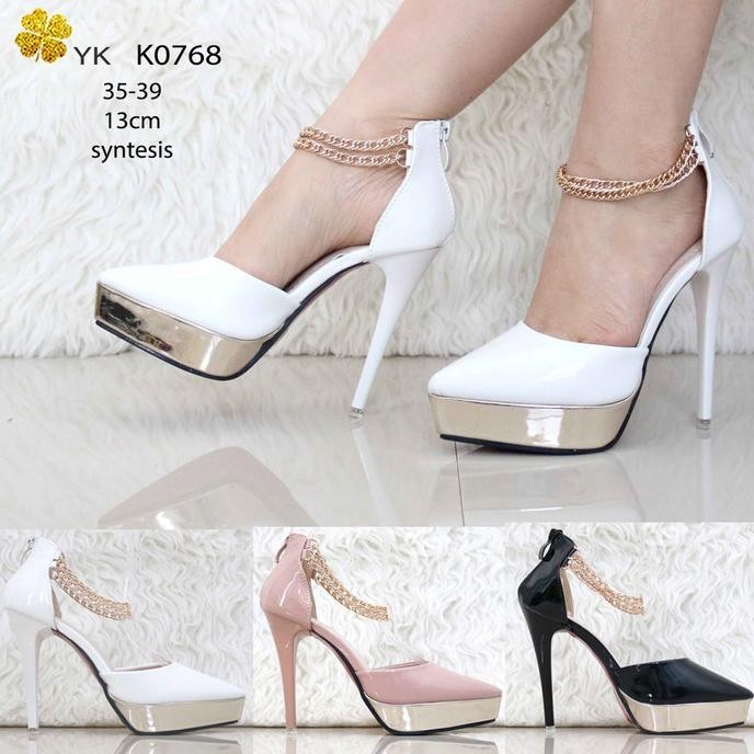 Ykshoes 0768 High Heels Pump 13Cm Sepatu Wanita Import Putih Pink Htm