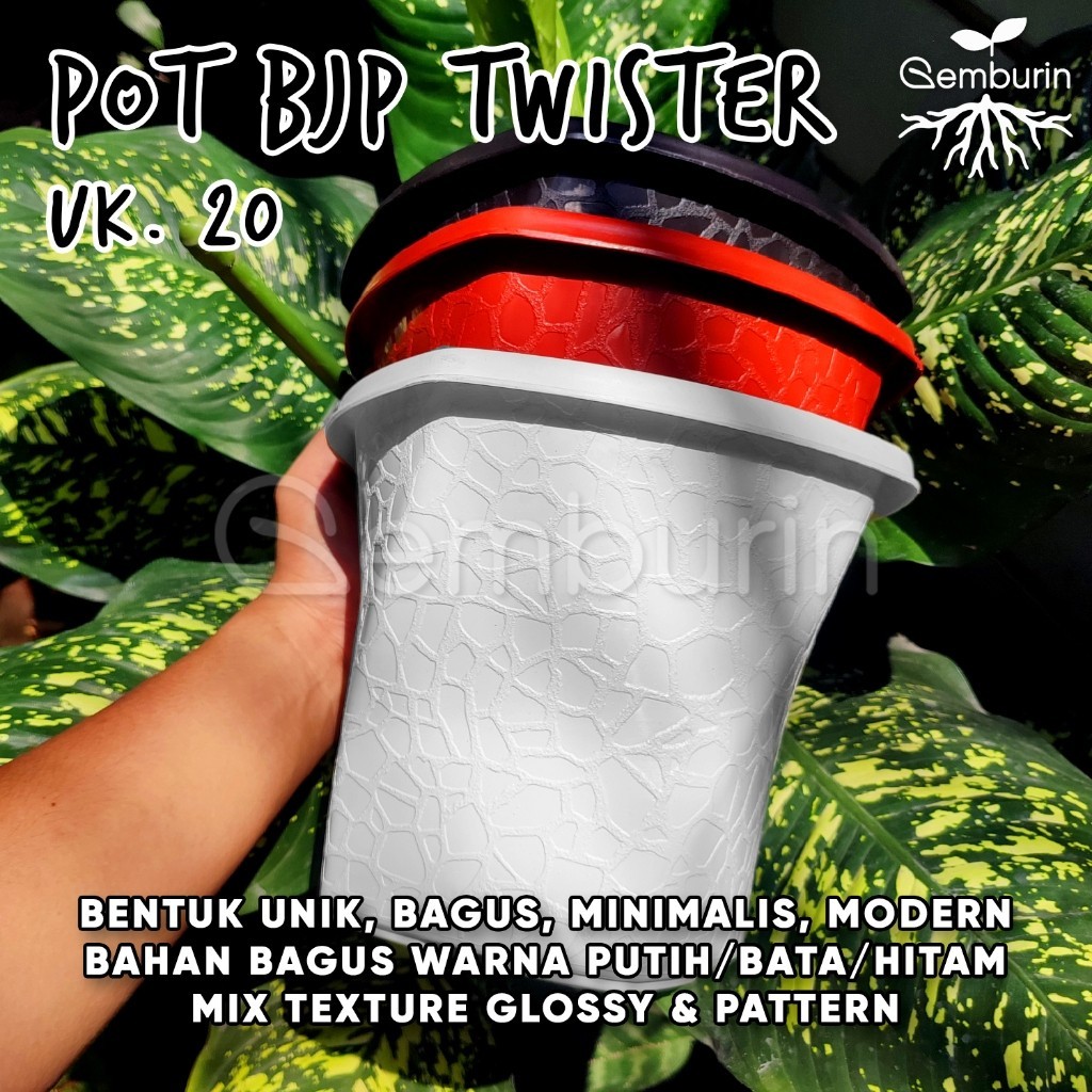 [TERMURAH] Pot Budi Jaya Plastik Twister 20 (23.5cm) Lucu Corak Koral Pot BJP Segi Empat Terpelintir