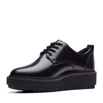 Clarks Women'S Orianna Derby Shoes Platform Loafers - Black Leather