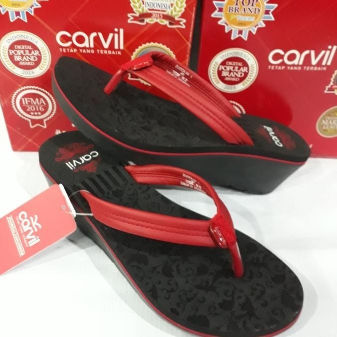 Sandal Jepit Spons Tinggi Wanita Carvil Zucca Original Tinggi 7Cm