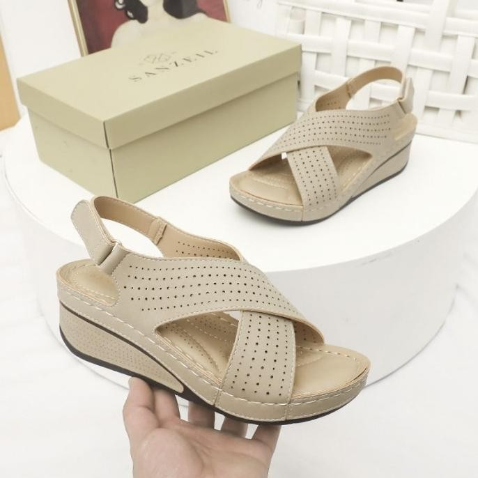 Sandal Wedges Wanita Import Sepatu Wedges Premium Fsj01112Sf