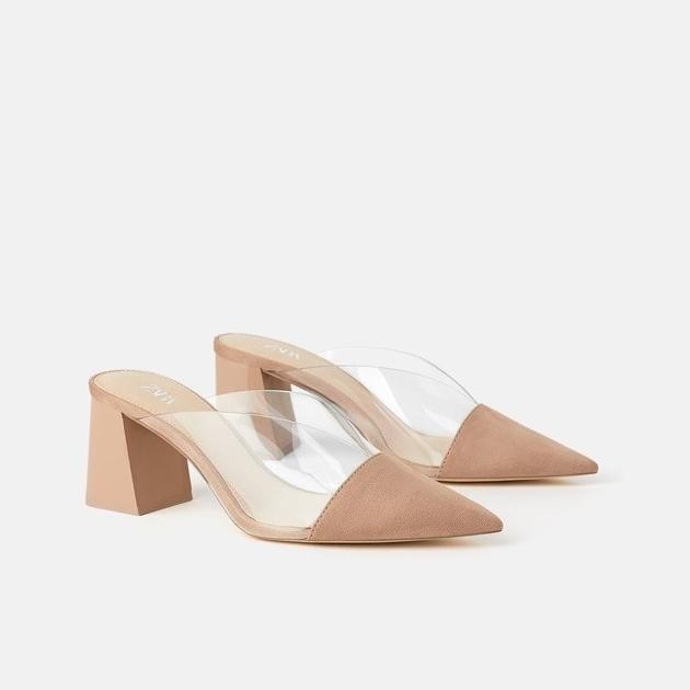 Sepatu Sandal Zara Wedges Zr-142 Nude Pink Suede Heels 5 Cm Free Box