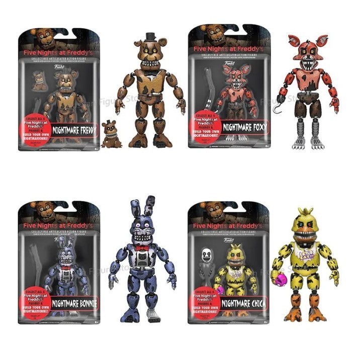 FNAF Nightmare Freddy Figures Bonnie Chica Action Figure PVC Funtime