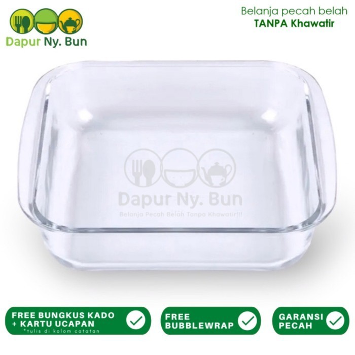 LOYANG KACA KECIL PERSEGI PANJANG UKURAN 1L / TEMPERED GLASS BAKEWARE