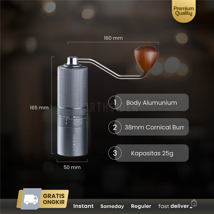 Jinsei Coffee Grinder Kopi Manual Stainless Conical Burr 6 Core Js-G3